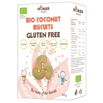 Безглутенови бисквити „Кокос“ Био х125 г Nomad nutri