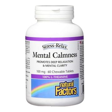 Mental Calmness Л-Теанин при стрес и тревожност 100 мг х60 дъвчащи таблетки Natural Factors