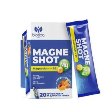 Магне Шот - Магнезий и Витамин B6 x20 броя течни сашета Biotica