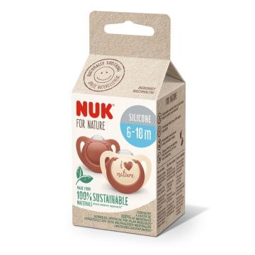 Nuk For Nature Силиконова залъгалка 6-18 месеца x2 броя,  червена 176297