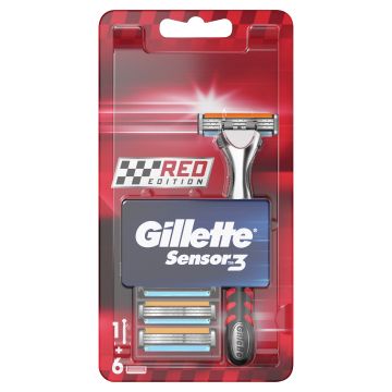 Gillette Sensor 3 Red Самобръсначка с резервни ножчета x6 броя