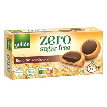 Gullon Diet Nature Biscuits Ronditas Бисквити Рондитас с 32% шоколад Без захар х186 грама