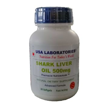 Масло от чрен дроб на акула 500 мг х30 капсули USA Laboratories