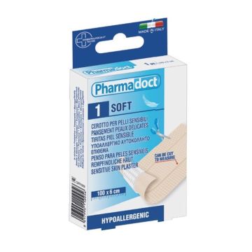 Pharmadoct Soft Пластир лента за чувствителна кожа в размер 100х6 см x1 брой, телесен цвят