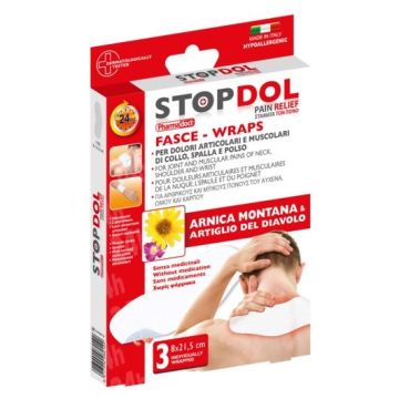 Stop Dol Pain Relief Пластир за болки във врата с арника, дяволски нокът и върба x3 броя, размер 8 x 21.5 см