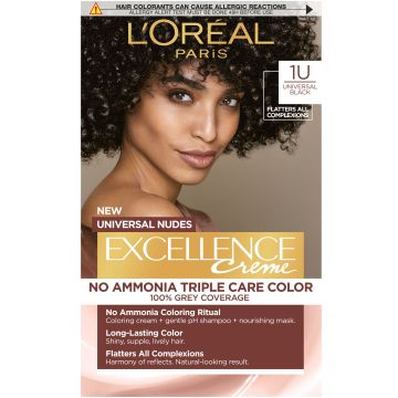 Loreal Paris Excellence Universal Nudes Безамонячна боя за коса, 1U Universal Black