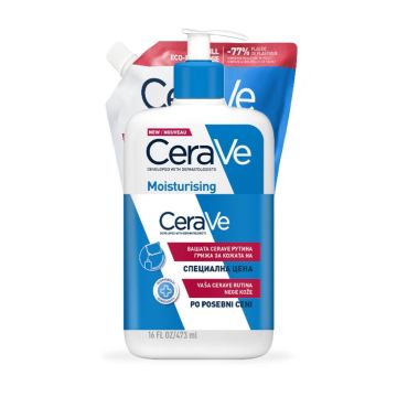 CeraVe Комплект за лице и тяло Рутина грижа за суха и много суха кожа Лосион и рефил