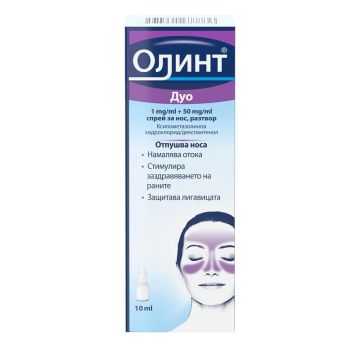 Олинт Дуо 1 mg/ml + 50 mg/ml Спрей за нос х10 мл