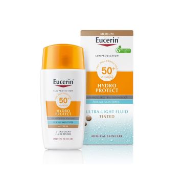 Eucerin Hydro Protect Оцветен слънцезащитен ултралек флуид за лице х50 мл, цвят Medium