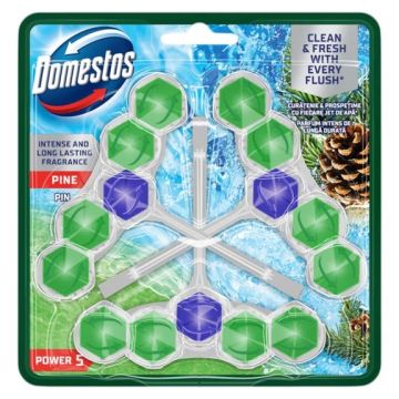 Domestos WC Power5 Твърдо тоалетно блокче с аромат на бор х3 броя