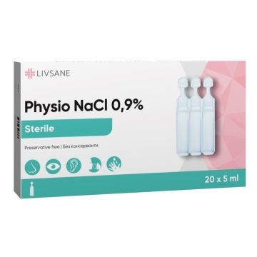 Livsane Physio NaCl 0.9% Физиологичен разтвор 5 мл х20 стерилни монодози