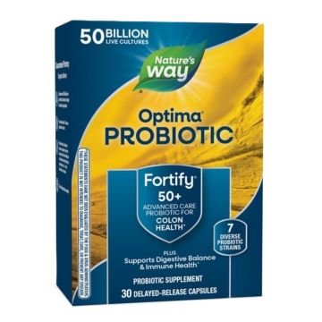Optima Fortify 50+ Пробиотик 50 млрд. активни пробиотици, 7 щама х30 V-капсули със забавено освобождаване Nature’s Way