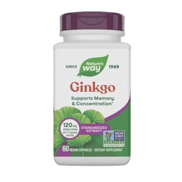 Ginkgo Гинко билоба с Готу кола за памет и концентрация х60 веган капсули Nature's Way