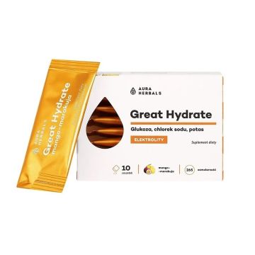Great Hydrate Електролитен баланс, с вкус на маракуя х10 сашета Aura Herbals