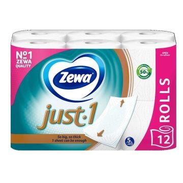Zewa Just 1 Тоалетна хартия, 5-пластова х12 броя