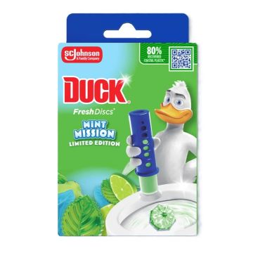 Duck Mint Mission Гел диск за тоалетна чиния с аромат на мента