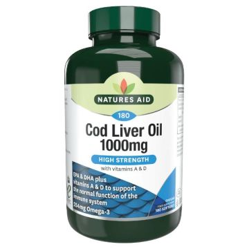 Масло от черен дроб на треска 1000 mg х180 капсули Natures Aid