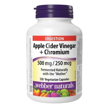 Ябълков оцет 500 mg + Хром 250 µg х120 капсули Webber Naturals