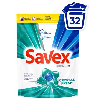 Savex Premium Caps Crystal Fresh Капсули за пране x32 броя