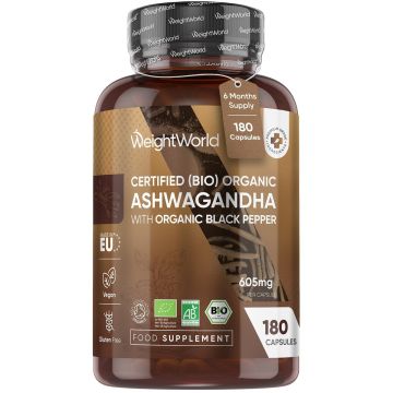 Ашваганда с черен пипер, Био 605 mg х180 капсули Weight World