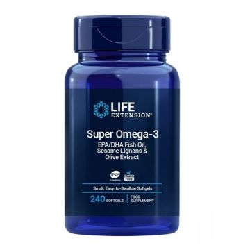 Super Omega-3 EPA DHA Рибено масло с астаксантин, лигнан от сусам и екстракт от маслина х240 софтгел капсули Life Extension