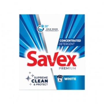 Savex Premium White Прах за пране за бели дрехи x320 г, 4 пранета