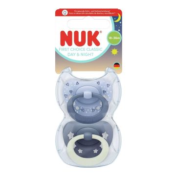 Nuk First Choice Day & Night Силиконова залъгалка от 18 до 36 месеца х2 броя