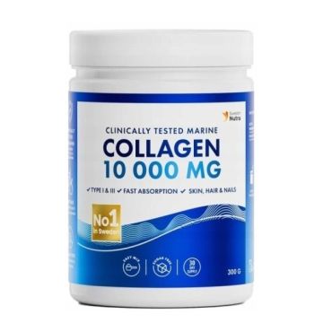 Swedish Nutra Collagen Pure Peptide Рибен колаген хидролизат Тип 1 и 3,  10 000 мг x300 грама