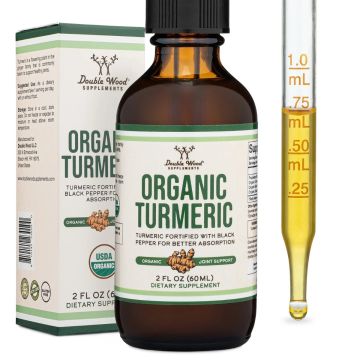 Organic Turmeric Куркума с черен пипер, джинджифил, розмарин, канела и салвия х60 мл Double Wood