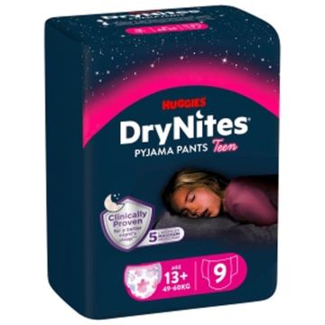 Huggies DryNites Pyjama Pants Пелени-гащи за момичета, 13+ години, 49-60 кг х9 броя