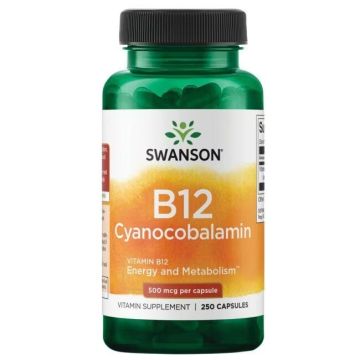 Витамин В12 Цианокобаламин 500 мкг х250 капсули Swanson