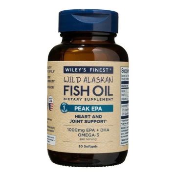 Wiley’s Finest Wild Alaskan Fish Oil Peak EPA Рибено масло за повишени нива на Омега 3 в тялото 1250 мг х60 капсули