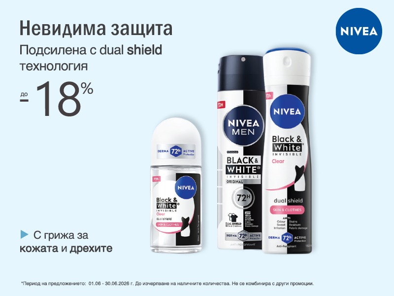 Nivea Invisible Black&White дезодоранти против изпотяване Nivea Invisible Black&White дезодоранти против изпотяване